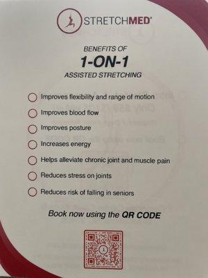 Some of the benefits of Full Body Assisted Stretching with StretchMED. Book your Intro Stretch for $49 thru 1/31/23. FEEL the Difference!