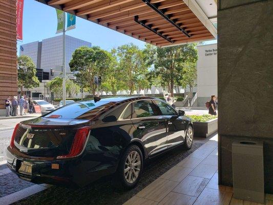 Our Cadillac XTS - L waiting for a client at the St. Regis Hotel, San Francisco.