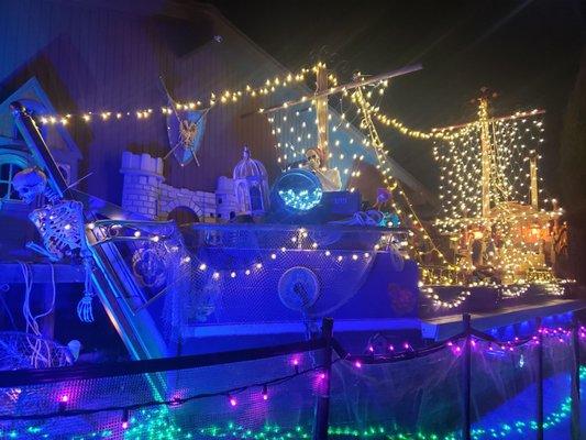 Haunted pirate ship - display on the corner of Mariposa Ave & Farmgate Way.