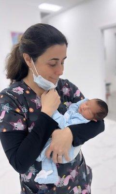 Dr Maria Arreaza with Baby patient