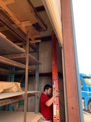 Installing a point-to-point extension system at a customers warehouse facility.