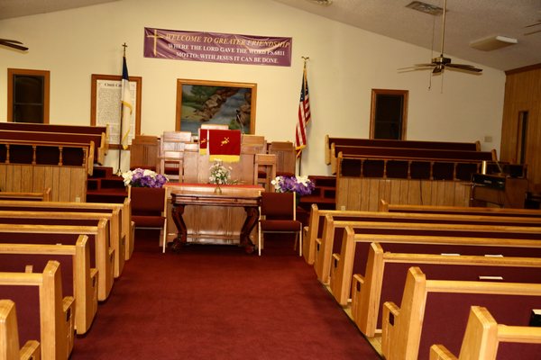 Baptist Church Sanctuary at Greater Friendship near Lake Beaver Fork.