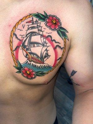 Traditional ship tattoo