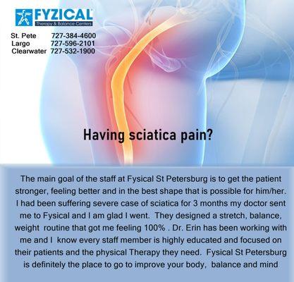 We can help you with you sciatica pain. Read what others have to say!