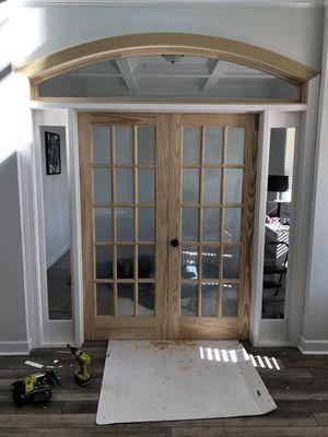 French doors with arched transom and side lights,custom