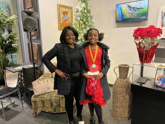 Student and Mom following a Winter Concert Performance