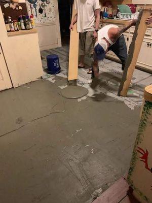 Floating a kitchen floor getting it ready for tile!