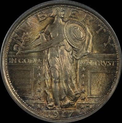 1917 Ty I Standing Liberty Quarter PCGS MS 63 Full Head.   Great Color.