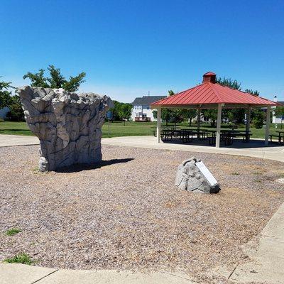 shelter and boulder for climbing