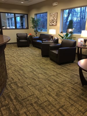 Our warm waiting room was created with your living room feel in mind.