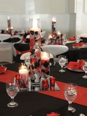 Red, Black and White Rose Tablescapes