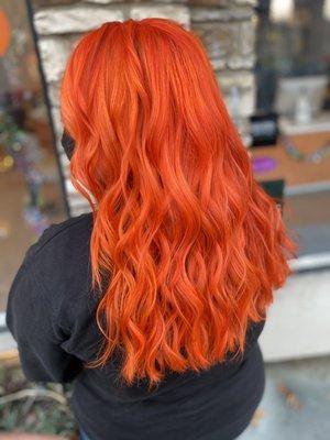 Bright and vibrant creative color done after a bleach and tone