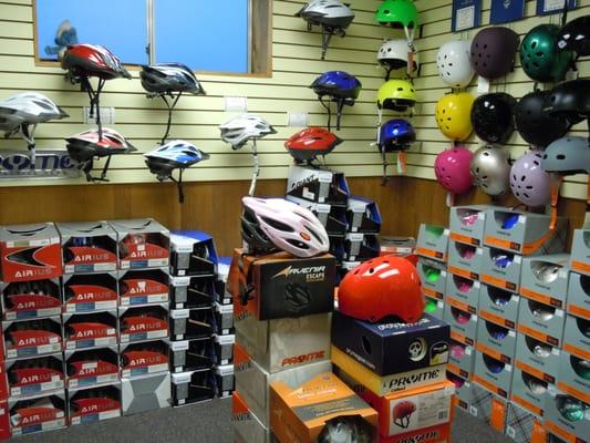 Helmets and other safety gear always in stock.