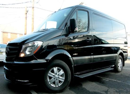 Our spacious 14 passenger Mercedes Sprinter Limo Is Fully Customized with lighting, state of the art sound and more!