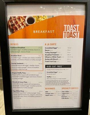 Breakfast Menu as of May 2023