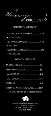 Specialty Massages & Add-On Options