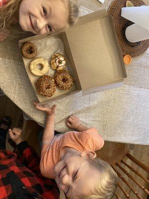 Our half dozen - a mix of simple and seasonal - the glazed yeast is already missing.