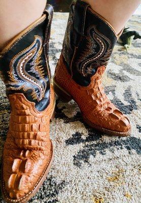 My 3yr. old boys boots were found brand new at a thrift shop in Houston. I can tell these are quality had made real crocodile boots.