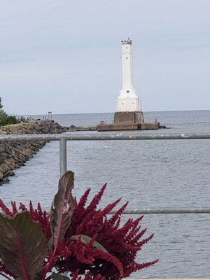 Located at the end of the west pier, the 72ft tall Huron Harbor Lighthouse was built in the Art Deco style and commissioned on 8 April 1936.