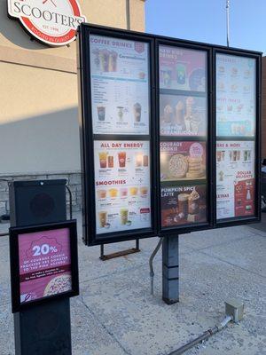 Drive Thru lane and menu items.