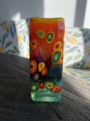 Close up of small glass vase