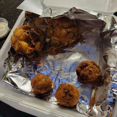 Boudin balls and mac n cheese balls!