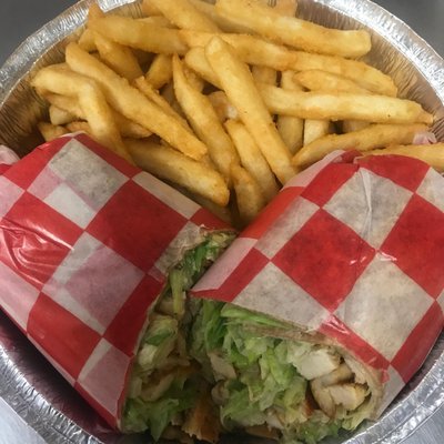 Grilled Chicken Caesar Wrap With Fries