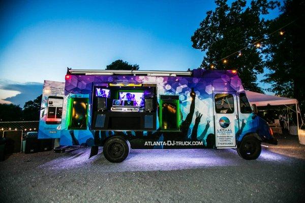 Check out our Mobile DJ Party Truck!  Full DJ System, Lighting, Screens, and More!