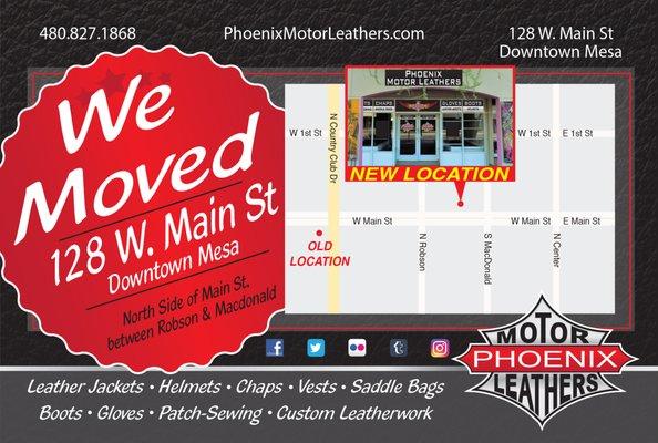 WE MOVED!   2 blocks E on Main 128 W. Main St, Mesa