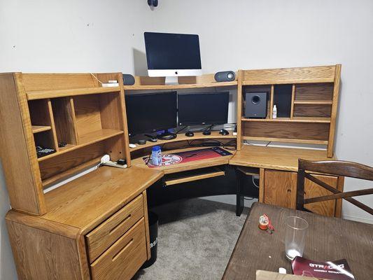 Built computer desk and hook up computers