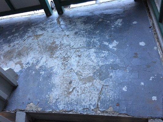 Cracked cement on stairs