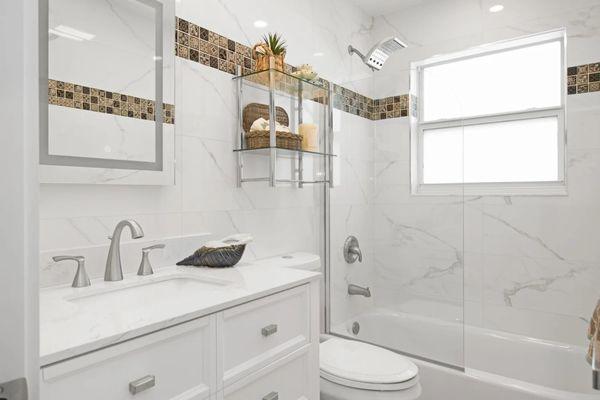 Existing bathroom remodeled with modern and updated fixtures