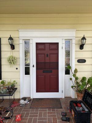 Custom screen door replica. Made from straight grain Fir.