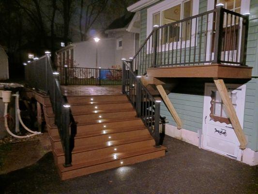 Trex lighting, decking, and railing. Beautiful!