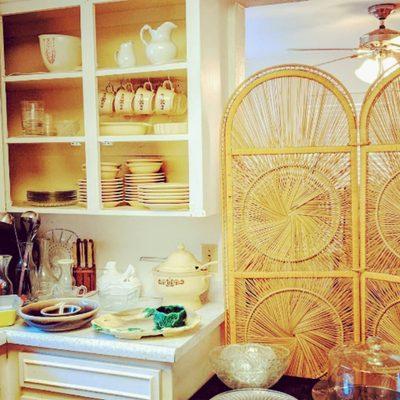 Kitchenalia and rattan room divider