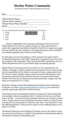 Parking Permit Vehicle Registration Form