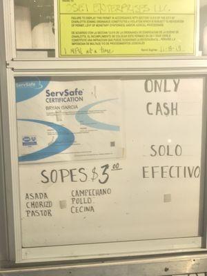 Addition to menu and cash only sign