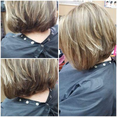 Happy Client 
Clor Highlights Asymmetric Haircut