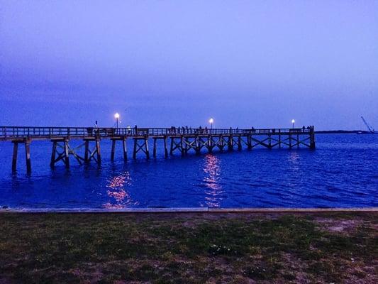 The free fishing pier at dusk