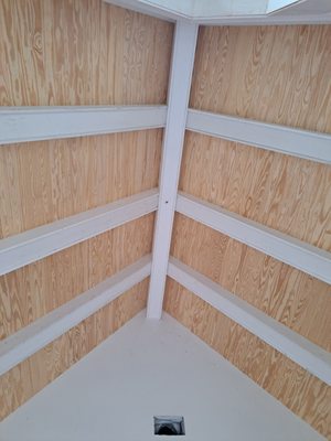 Vaulted ceiling with beams