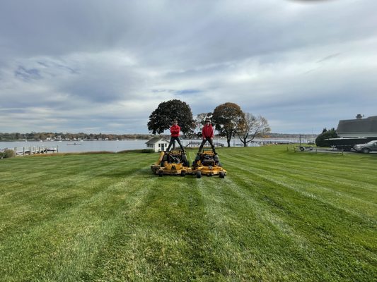 My Forman and I taking in the last mow of the 2023 season. What a great year!