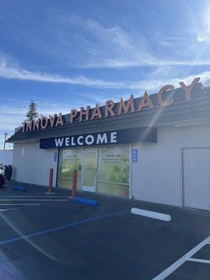 Front of the pharmacy and entrance