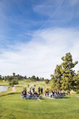 Wedding ceremony out on the green at AVCC