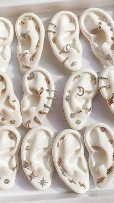 14K Gold + Diamonds Studs and Hoops