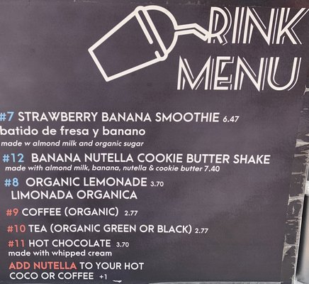 Drink menu, add frozen strawberry to Lemonade for +$1