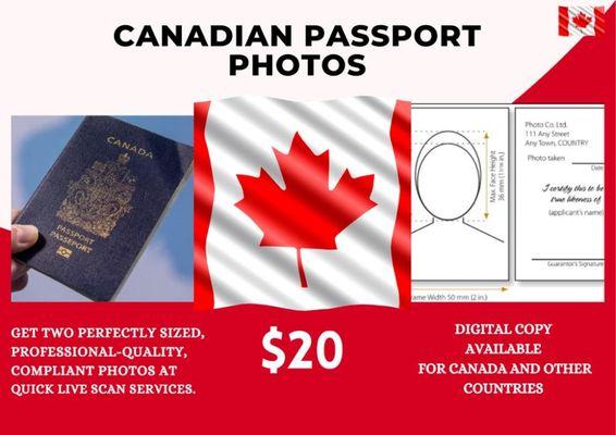 Canadian Passport Photos (DIGITAL COPY AVAILABLE)