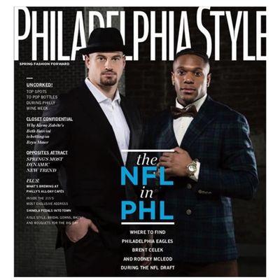 Portrait of Brent Celek and Rodney McLeod on the cover of Philadelphia Magazine.
 
 Photography by Phil Kramer.