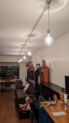 Track lighting in living room