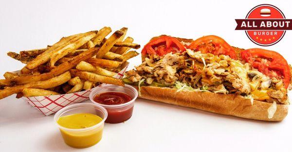 Chicken Philly Sandwich & Cajun Fries #aaburger #sandwich #chickenphillycheesesteak #chickenphilly #fries #cajunfries #cajun