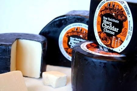 Premium Aged NYS Cheddar Cheese in black wax